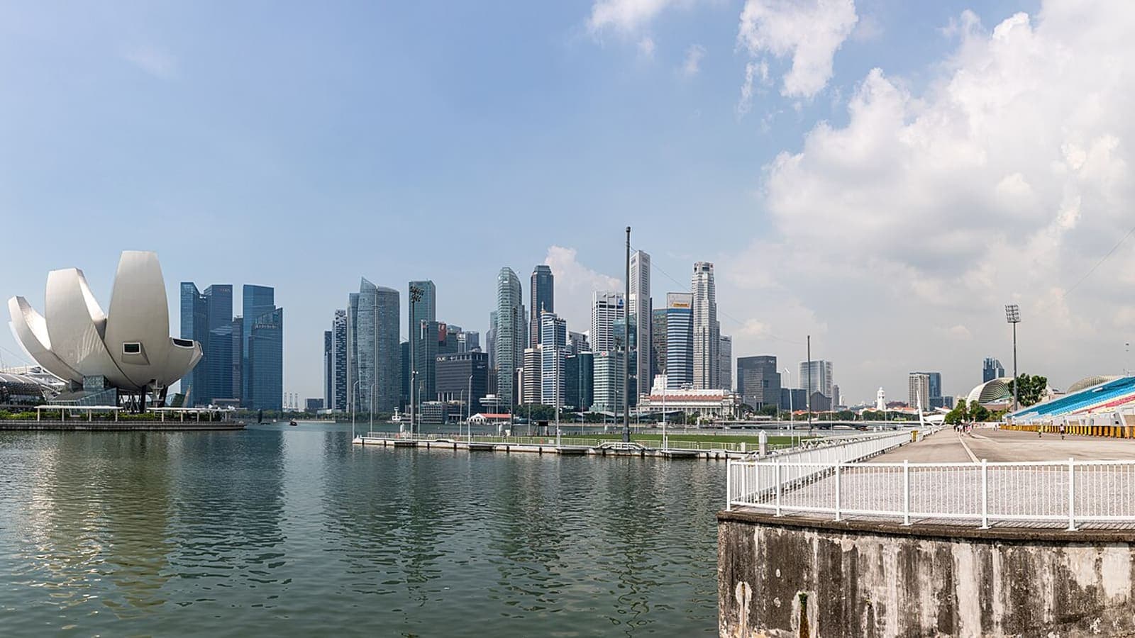 Marina Bay skyline across the water