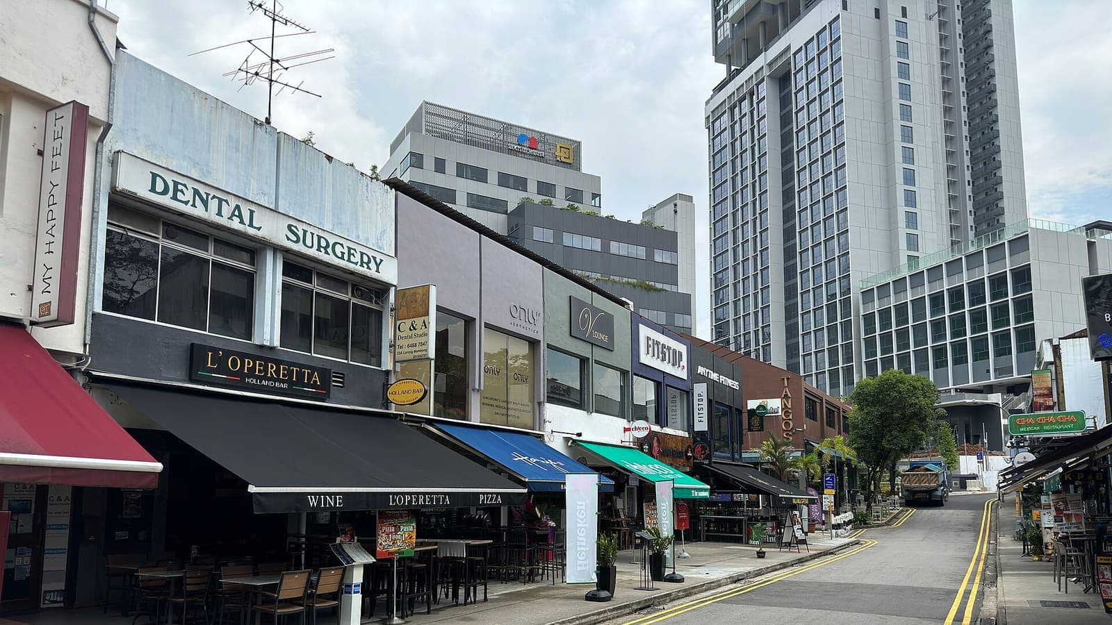 The shopfront terrace at Holland Village