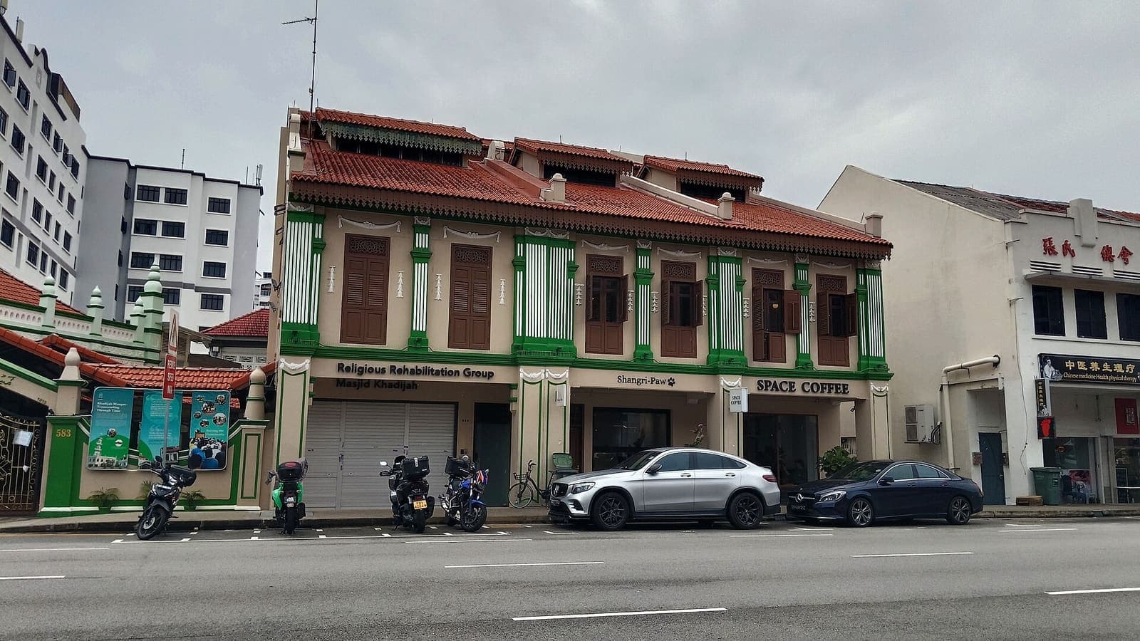 Two-storey shophouses in Geylang